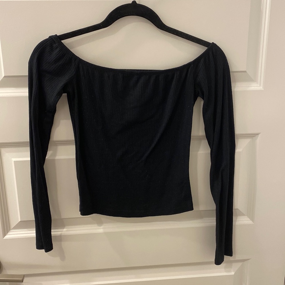Black off the shoulder crop top